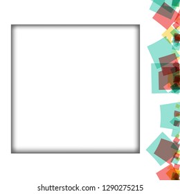 Colorful photo frames, vector illustrations. square borders with various colors and transparent patterns that are isolated on a white background