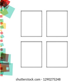 Colorful photo frames, vector illustrations. square borders with various colors and transparent patterns that are isolated on a white background