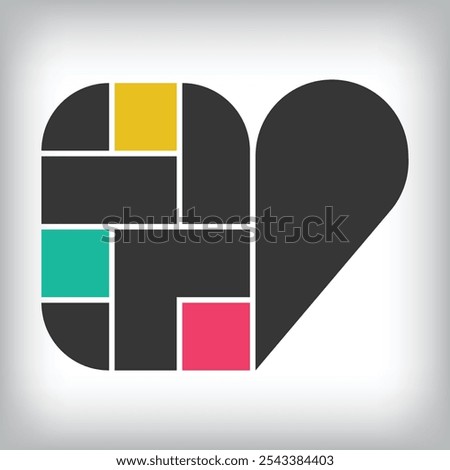 Colorful photo heart collage frames template. Photo collage frames template for family design. Vector collage layout for photo montage.