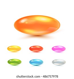 Colorful Photo Realistic Vector Set Of Vitamin Capsules Isolated On White