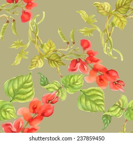Colorful physalis floral Seamless pattern on beige background vector illustration