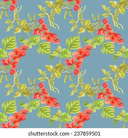 Colorful physalis floral Seamless pattern on blue background vector illustration