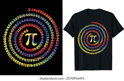  Colorful Pi Symbol Spiral T-Shirt Design