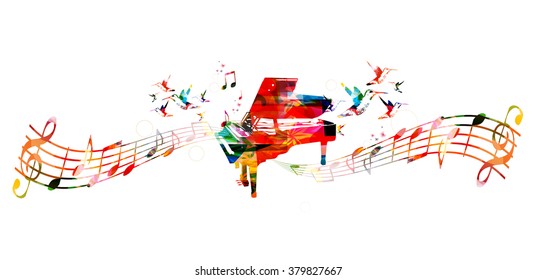 Colorful piano design. Music background