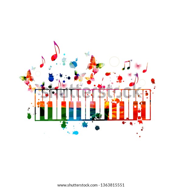 Colorful Piano Keys Music Notes Isolated Stock Vector (Royalty Free ... Rainbow Piano Backgrounds