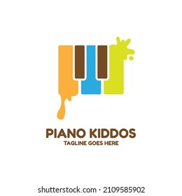 colorful piano kids vector logo design