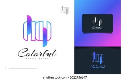 Colorful Piano Tiles Logo Design. Piano Keys Logo for Music or Entertainment Industry