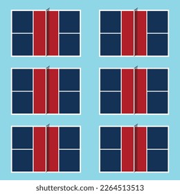 Colorful pickleball cours silhouettes. Top view fields for game with net and lines