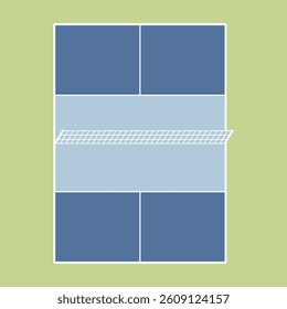 Colorful Pickleball Court illustration on green. Sport Field for game. Vector