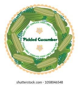 Colorful pickles label design.Vector illustration.