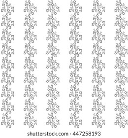 Colorful picture: the cute pattern of cats silhouettes on a white background