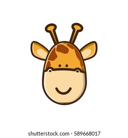 colorful picture face cute giraffe animal vector illustration