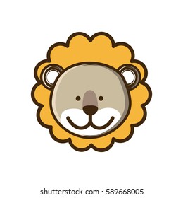 colorful picture face cute lion animal vector illustration