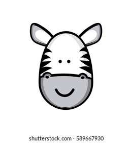 colorful picture face cute zebra animal vector illustration