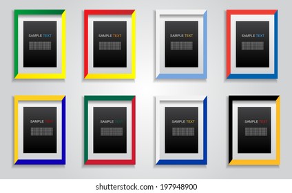 Colorful picture frame and shadow, design vector with text