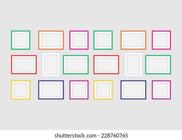 colorful picture frame vector : photo art gallery on gray background vector