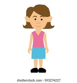 colorful picture teenager with short hair and skirt vector illustration