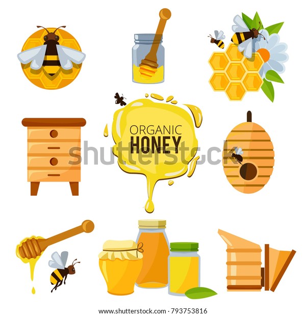 蜂蜜がぶつかるカラフルな絵や 他のアピカルチャーのシンボル 養蜂 蜂蜜 昆虫 甘い黄色の蜂蜜のイラスト のベクター画像素材 ロイヤリティフリー