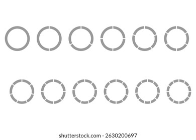 Colorful pie chart collection with 3,4,5,6 and 7,8 sections or steps