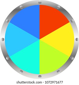 Colorful Pie chart Divided into six with Metal frame