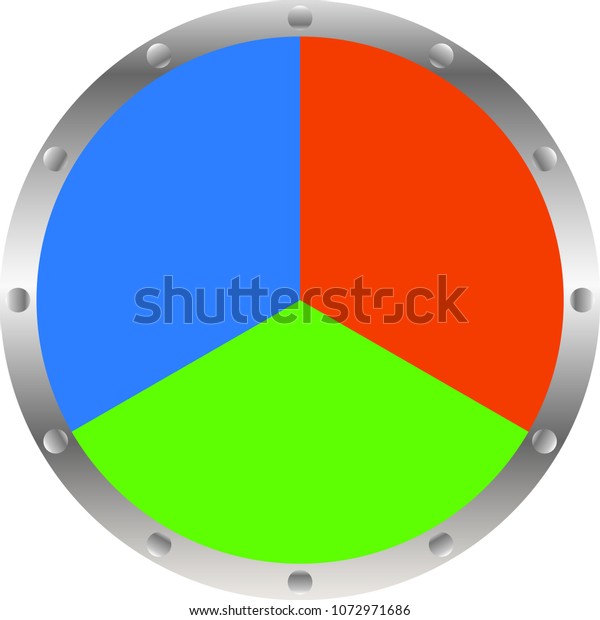 Colorful\
Pie chart Divided into three with Metal\
frame