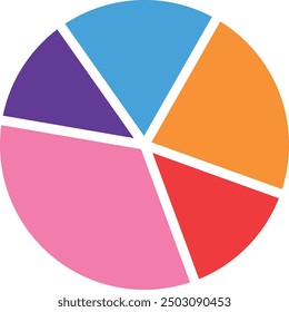 Colorful pie chart with five segments in different colors.