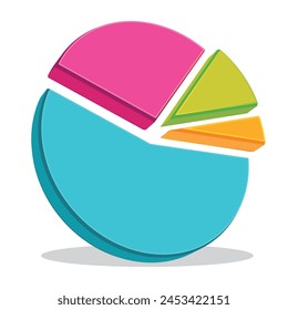 Colorful pie chart. Flat design. Hand drawn vector icon illustration II.