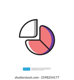 Colorful Pie Chart Icon for Data Analysis and Business Reporting Illustrating Segments and Categories in Modern Design