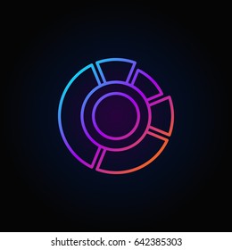 Colorful pie chart icon - vector linear circle diagram concept symbol or logo element on dark background