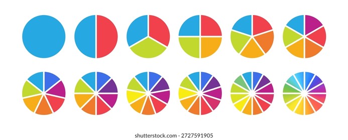 Conjunto de gráficos de pizza colorido para infográfico de dados, análise de negócios, apresentação, relatório
