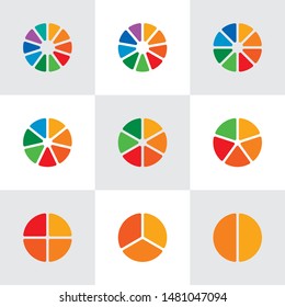 colorful pie chart set. geometric wheel set