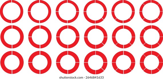 Colorful Pie chart set on Black And Color.Red	