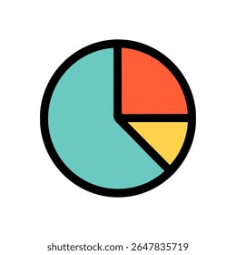 Gráfico de pizza colorido mostrando representação de dados. Ilustração de símbolo de ícone