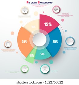 Colorful pie chart template, background for your documents, web sites, reports, presentations and infographic