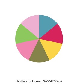 Colorful pie chart ,Vibrant diagram,segment infographic,Single pie chart infographic for ,app,blog.ads