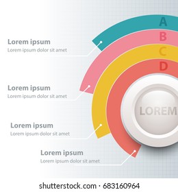 Colorful pie chart with white 3d circle for website presentation cover poster vector design infographic illustration concept