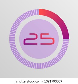 Colorful pie charts. Circular interval timer. Percentage vector infographics. Business infographics. Loading and buffering percentage icon set. 