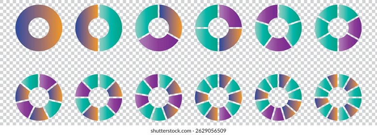 Colorful Pie Charts and Progress Circles for Data Visualization vector eps 10