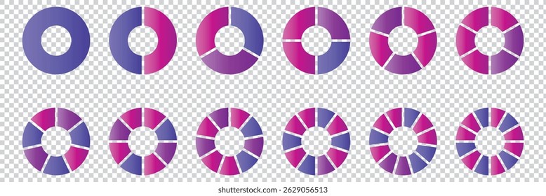 Gráficos de Pizza Coloridos e Círculos de Progresso para Vetor de Visualização de Dados eps 10