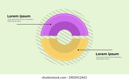 Colorful pie infographics template with two segments