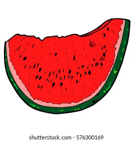 Colorful piece of watermelon for bright designs, patterns, clothes, manufacturing, wrapping paper, fabric, textile, interior, menu 