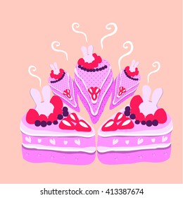 A colorful pieces of cake 