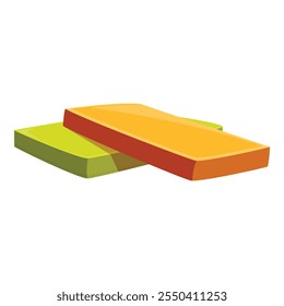 Colorful pieces of soap bars isolated on white background, hygiene and body care concept