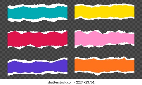 Colorful pieces of torn paper on transparent background