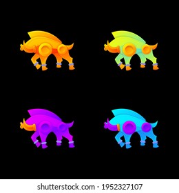 colorful pig logo design vector