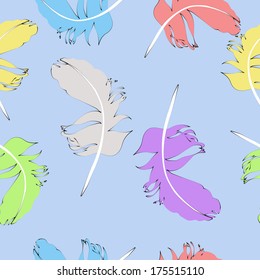 colorful pigeon feathers. Seamless pattern.