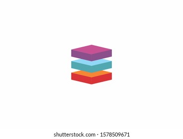 Colorful pile box for corporate business or data database technology logo icon template. Vector illustration.
Keywords: