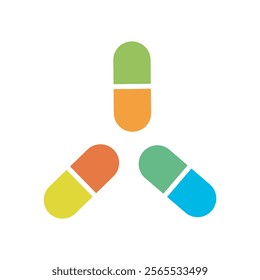 Colorful Pill Capsule Illustration for Healthcare or Wellness