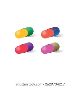 Colorful Pills and Capsules Vector Set