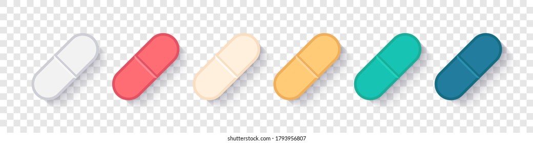 Colorful pills. Medicine vector icons. Vitamin icon. Vector illustration